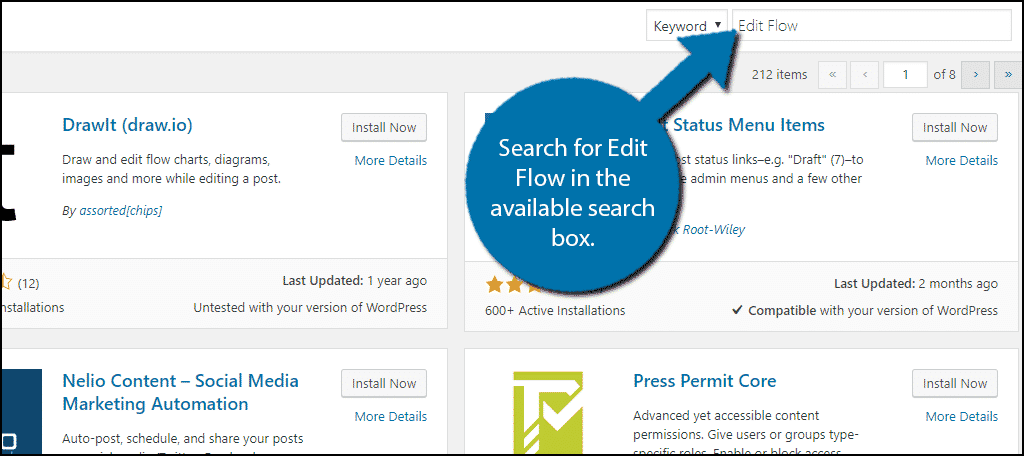 Search for Edit Flow in the available search box.