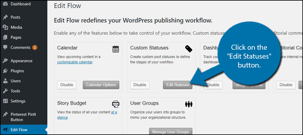 Click on the "Edit Statuses" button.