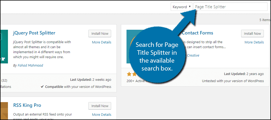 Search for Page Title Splitter in the available search box.