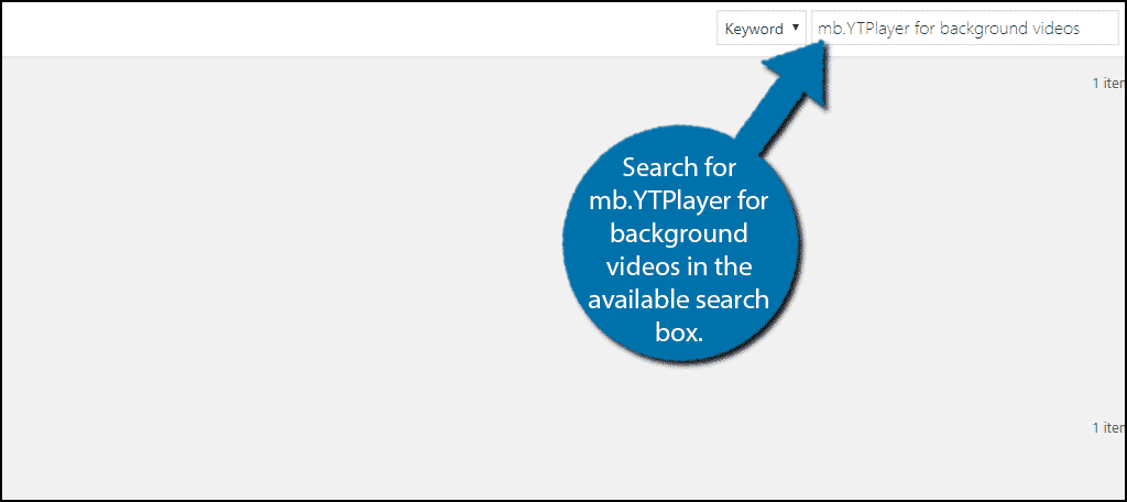 Search for mb.YTPlayer for background videos in the available search box.