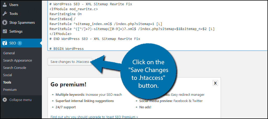 Save the changes to fix the Yoast SEO sitemap error