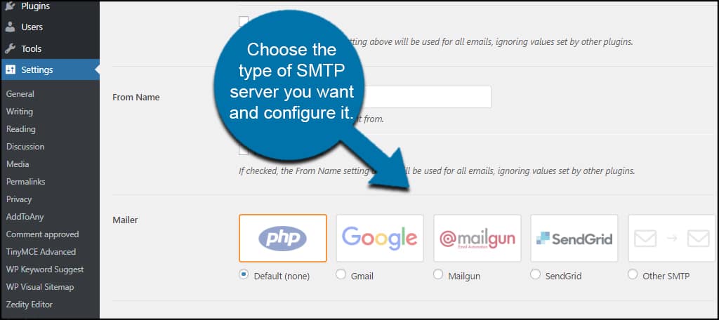 Choose SMTP Server