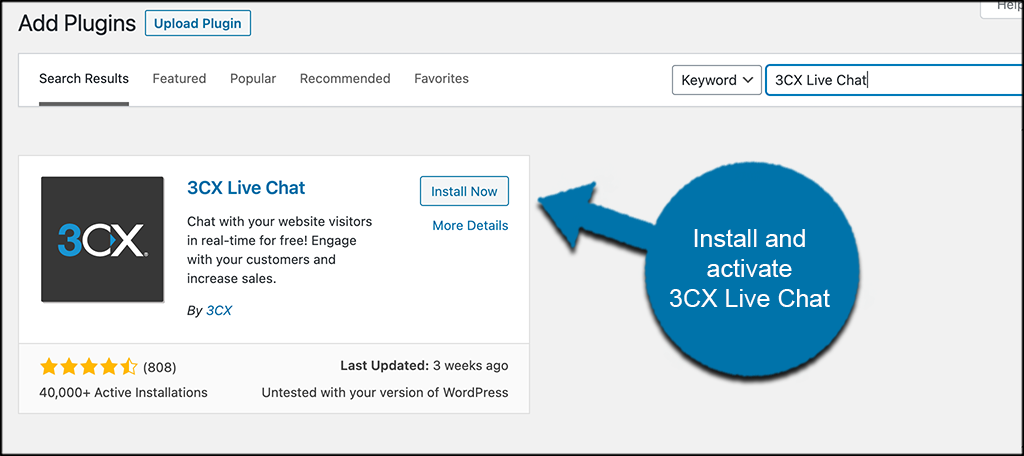 Install and activate 3cx plugin