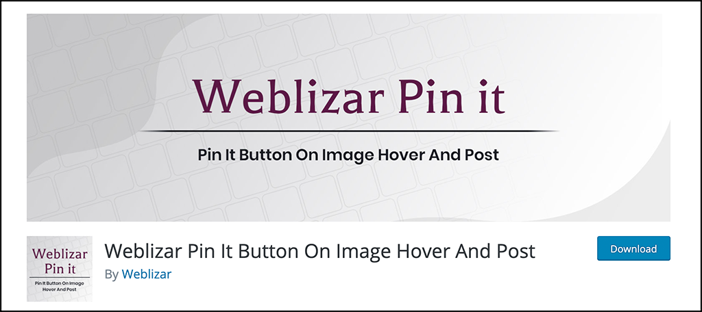 Weblizar pin it button plugin