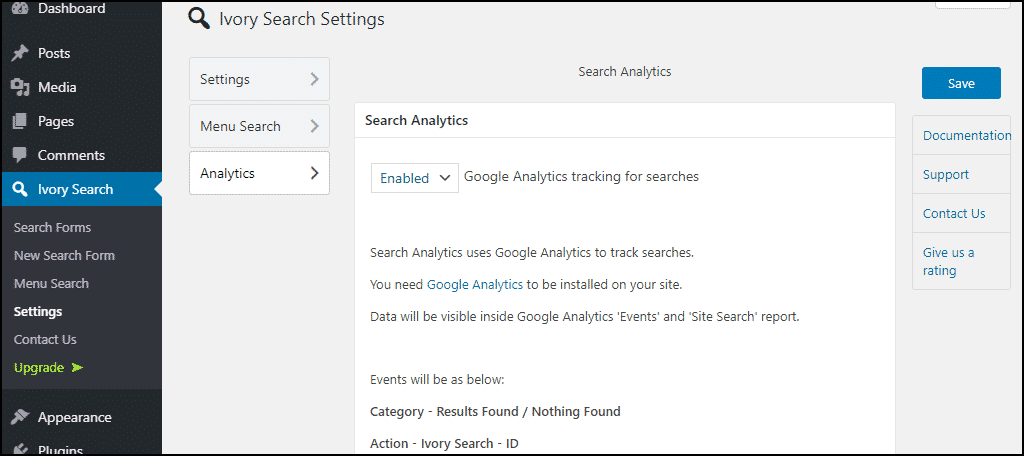 analytics settings