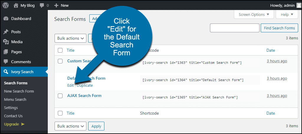 Ivory Search WordPress plugin editing default form