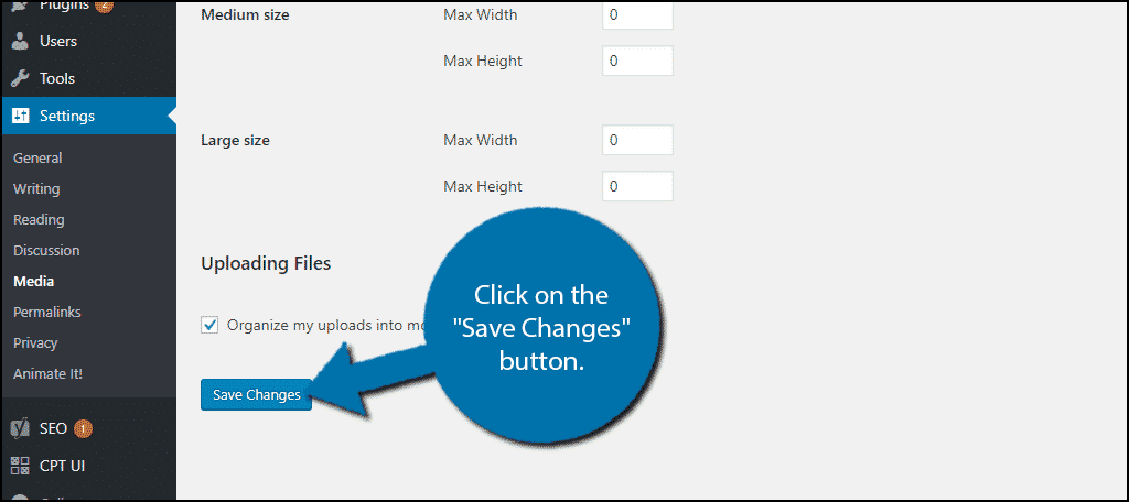 Click on the "Save Changes" button.