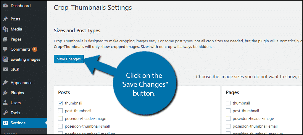 Click on the "Save Changes" button.