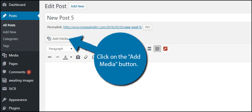 Click on the "Add Media" button.