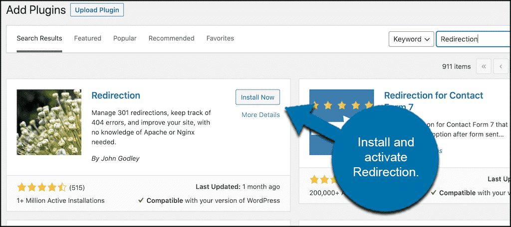 Instalar y activar complemento para redirección 301 en wordpress