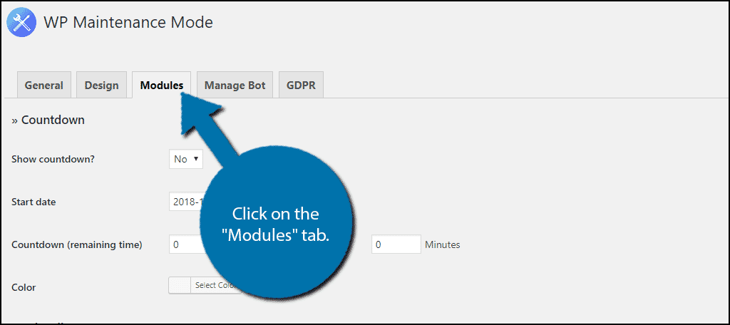 Click on the Modules Tab