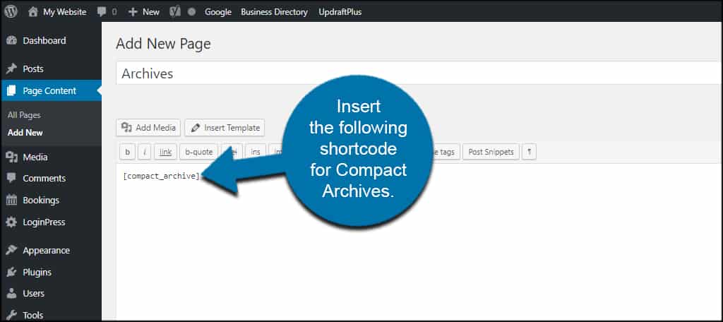 Insert Compact Archives Shortcode