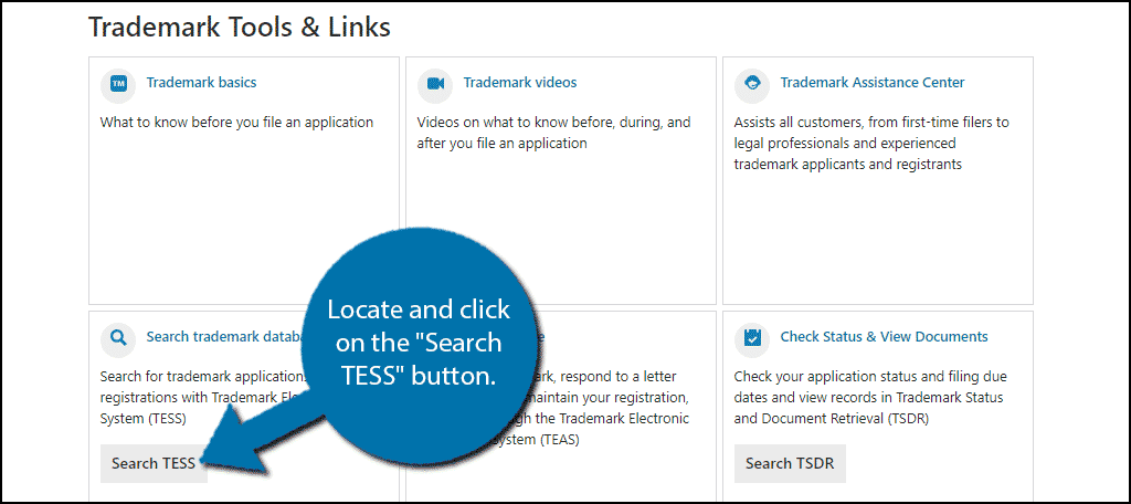 Locate and click on the "Search TESS" button.