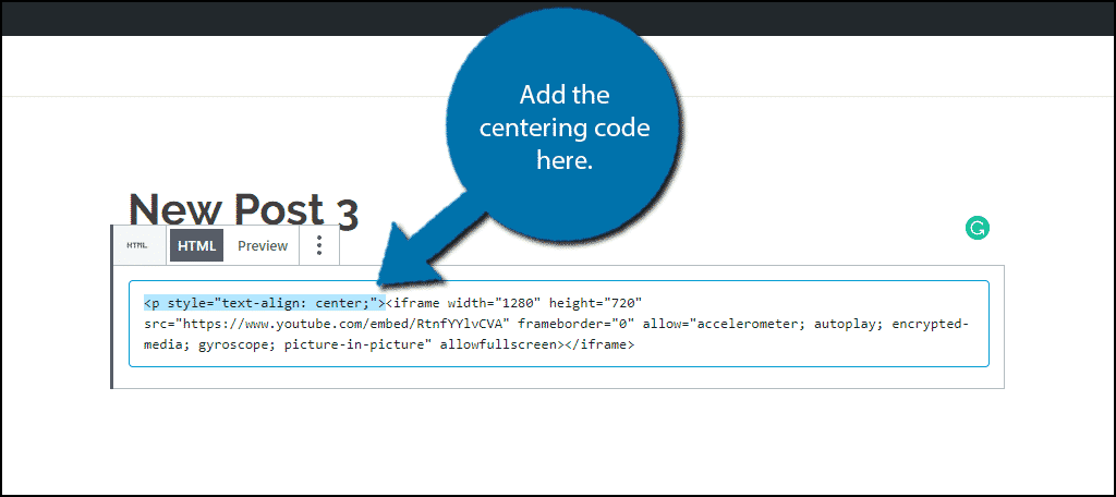 Add centering code