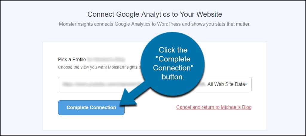 Complete Connection to be able to add visitor stats in WordPress