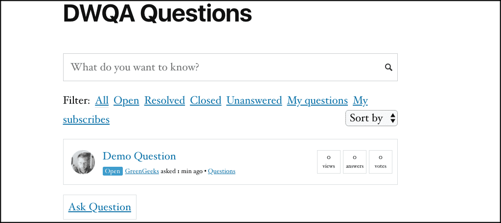 Question and answers front end look and feel