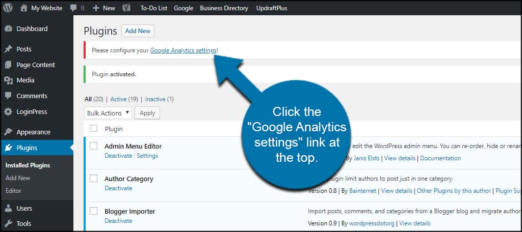 Google Analytics Settings