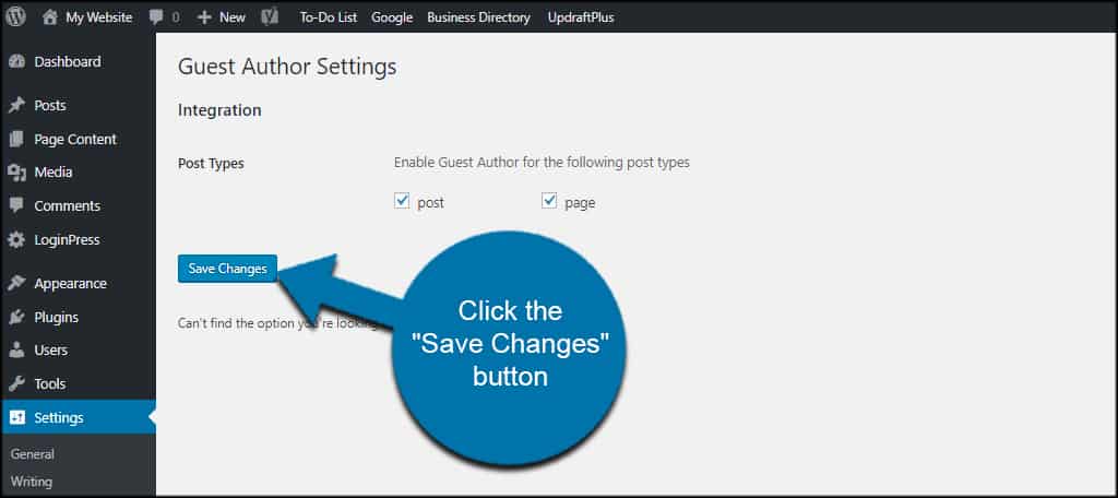 Save Author Settings