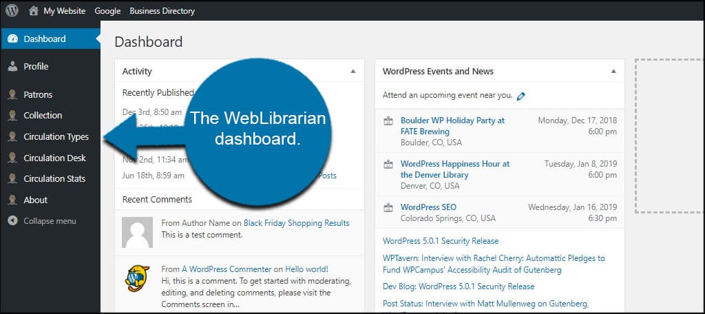 WebLibrarian Dashboard