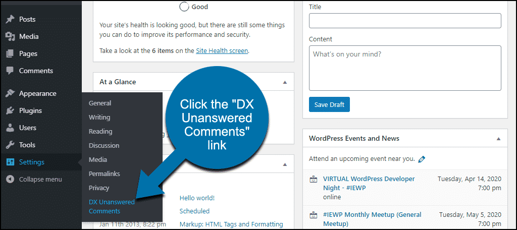 click the "DX Unanswered Comments" link