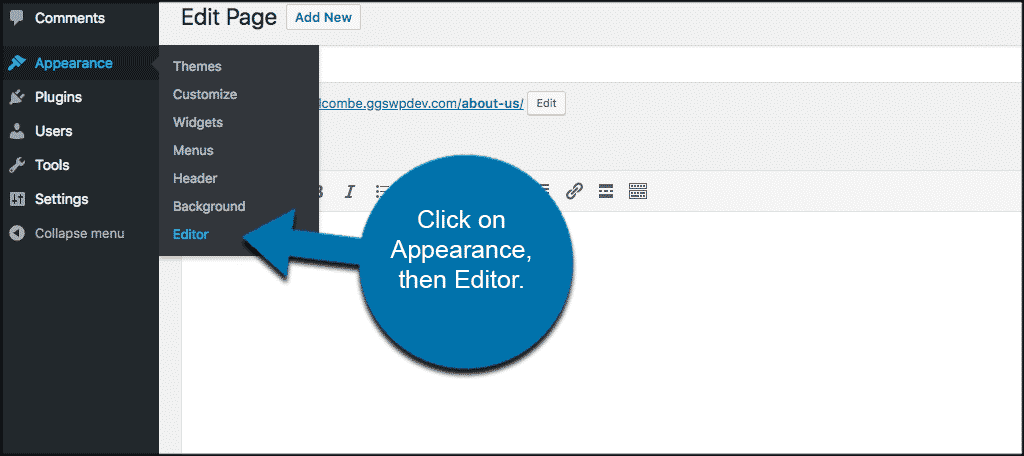 Click on appearance then editor to access sidebar.php file