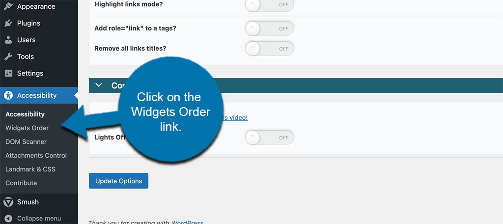 Click widgets order link