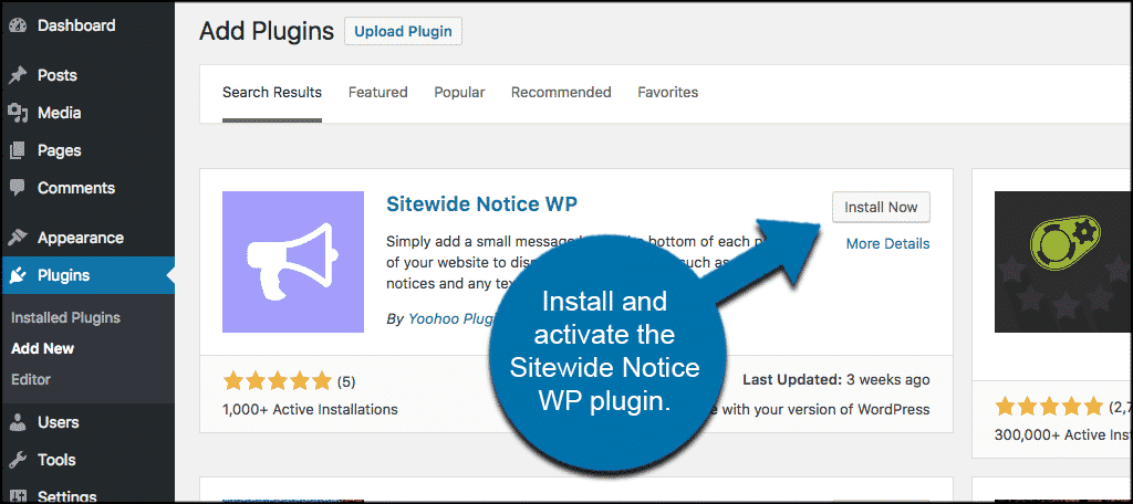 Install and activate the sitewide notice wp plugin