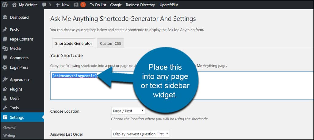 Paste Shortcode