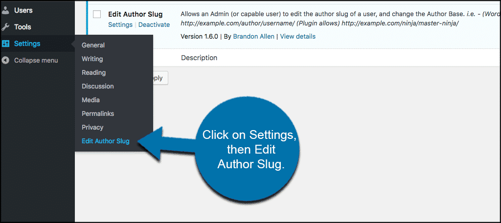 Click on settings then edit author slug