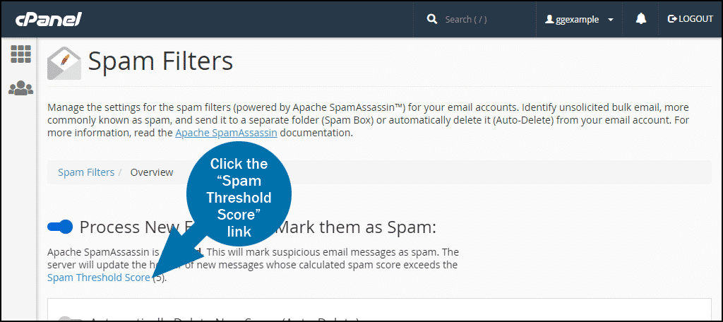 cPanel email spam filters step 8