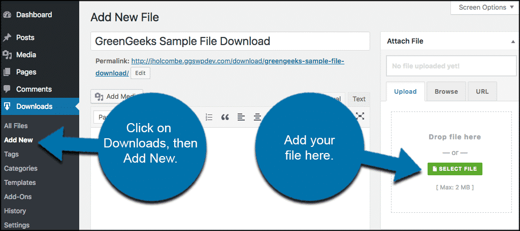 Add your new download file and name it