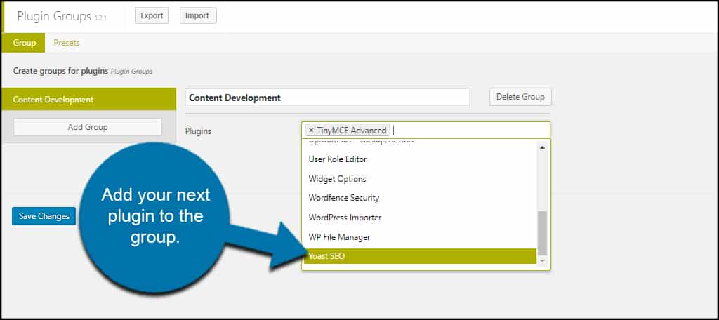 Add Next Plugin To Group