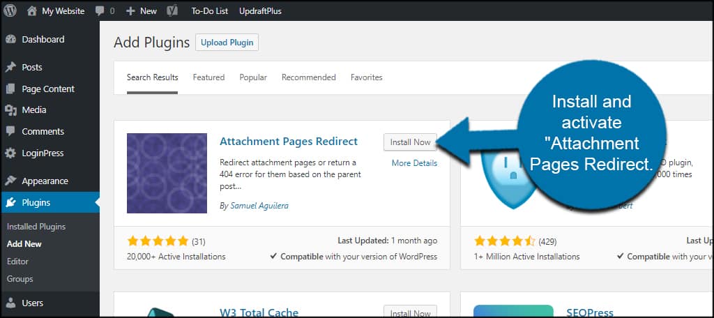 Attachment Pages Redirect