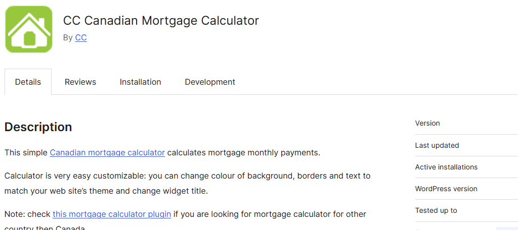 CC Canadian Mortgage Calculator