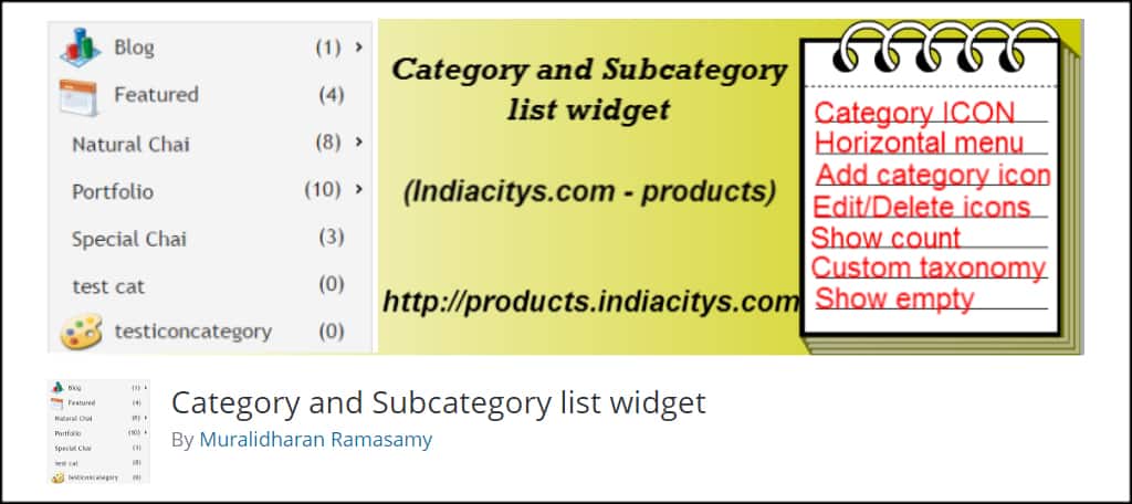 Category Subcategory List Widget