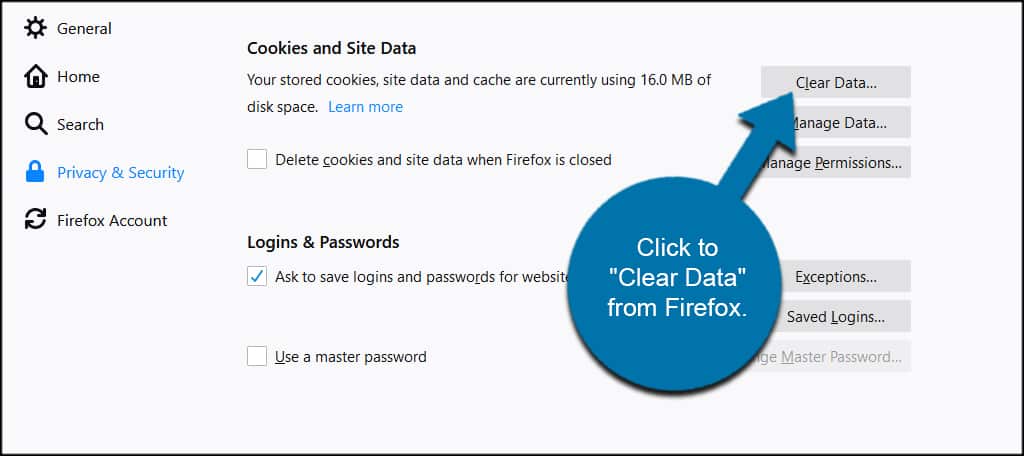 Clear Firefox Data