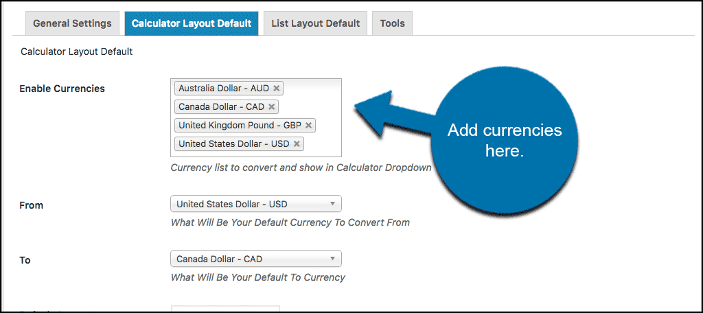 List and enable all currencies needed