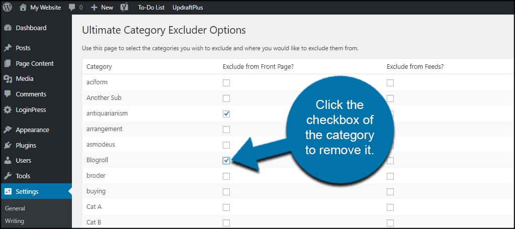 Hide Categories in WordPress with Excluder Option