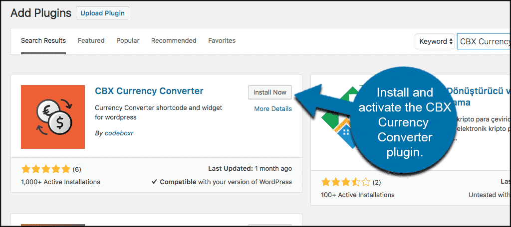 Install and activate cbx currency converter plugin