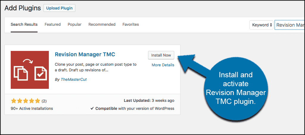 Install and activate revision manager tmc plugin