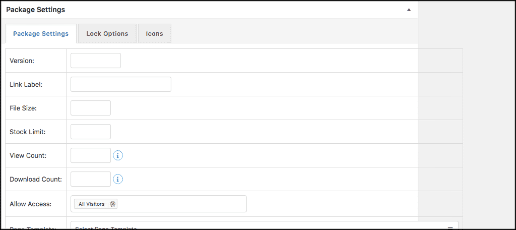 Wordpress download manager package settings