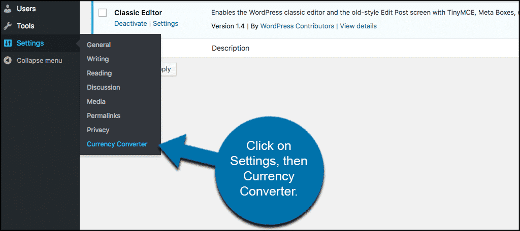 Click on settings, then currency converter