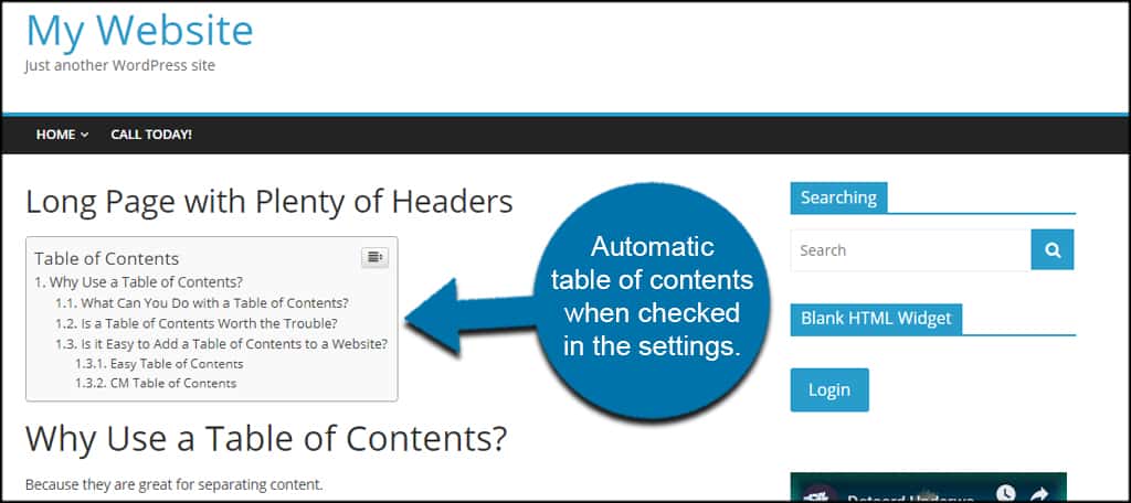 Auto Table of Contents