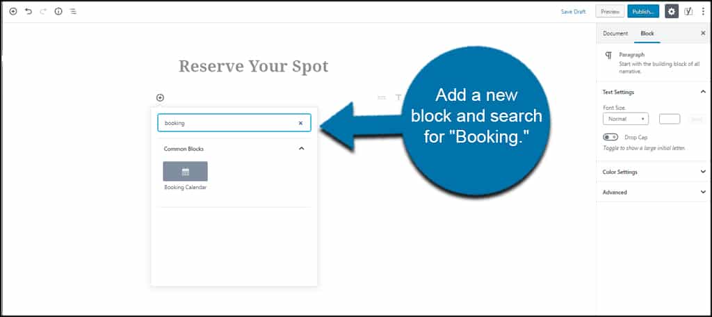 Booking Block