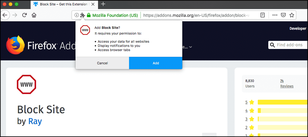 Click add in the popup box that appears