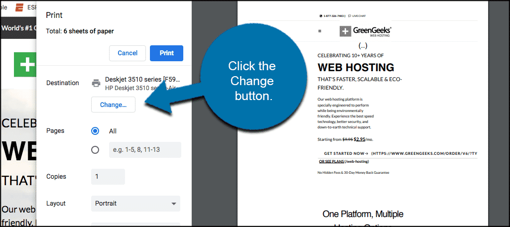 Click on the change button