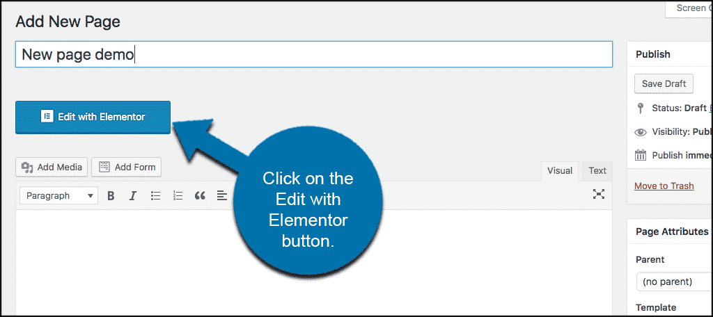 Click on the edit with elementor button