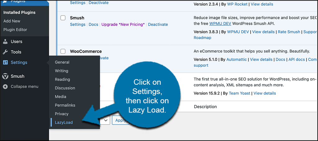 Click setting then lazy load