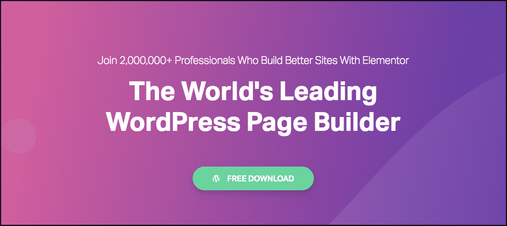 Click on the free download button for elementor