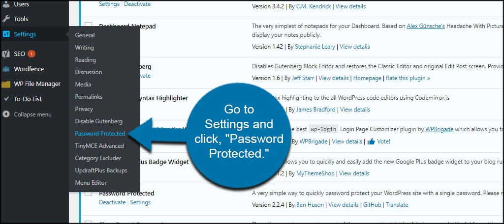 Password Protected Settings